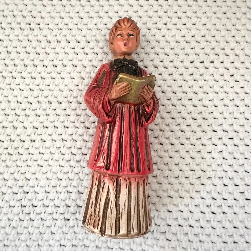 Vintage Japan Chalkware Set 3 MCM Choir Altar Carolers Figures Holiday Christmas